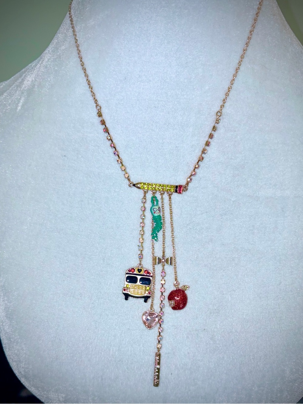 Betsey Johnson Back to School Charm Necklace